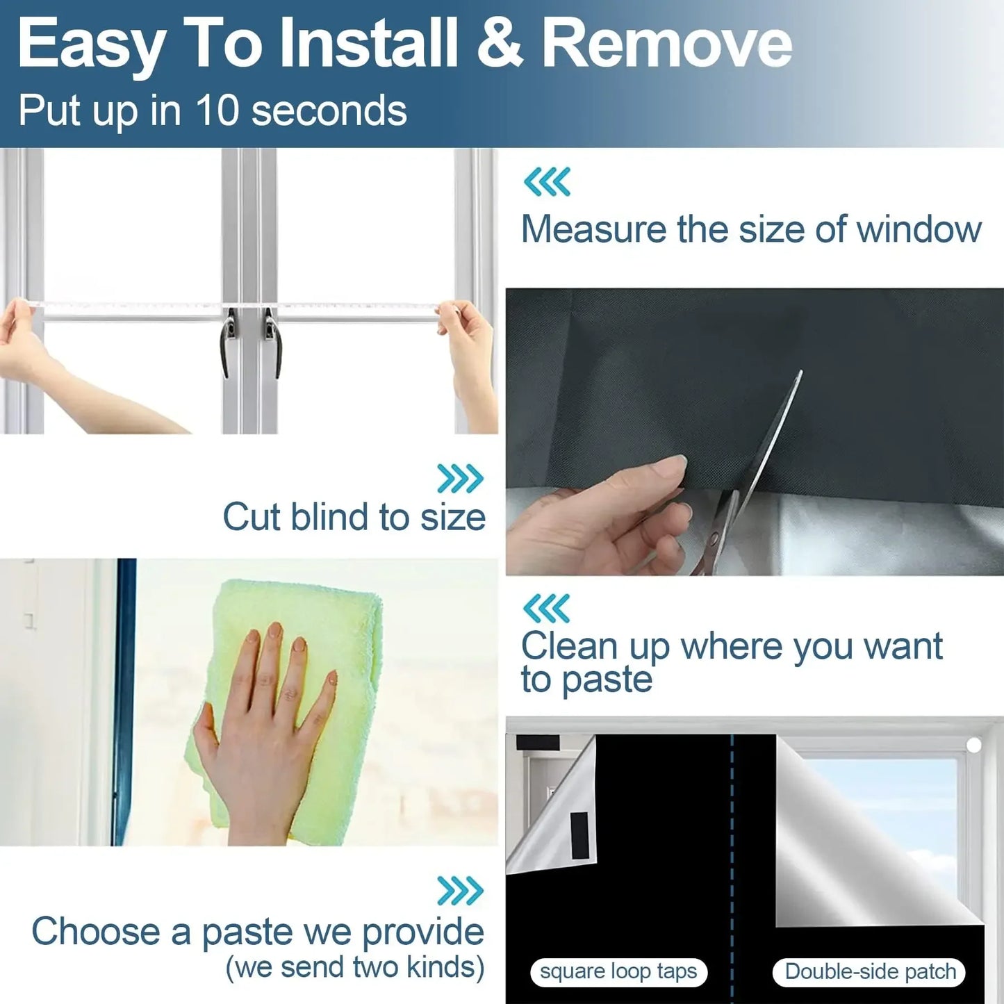 100% Blackout Window Privacy Film & Curtain Cover | Block Light
