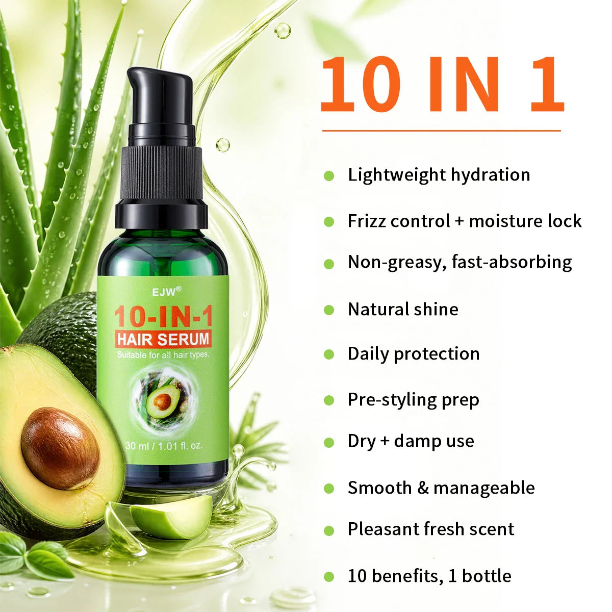10-in-1 Hair Oil Leave-In Conditioner – Frizz & Dry Hair
