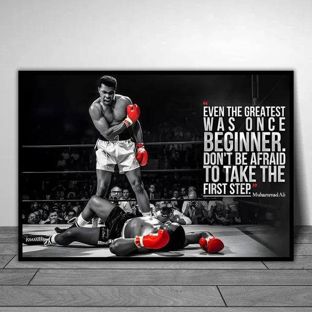 Boxer Wall Poster, Mike Tyson Muhammad Ali Motivational Quote Canvas Painting Prints, Home Decor Pictures for Living Room Peaceful Pleasures Health and Wellness