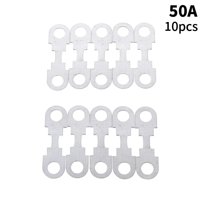 10-Pack Automotive Flat Zinc Fuses 30A–150A 32VDC Car Insert