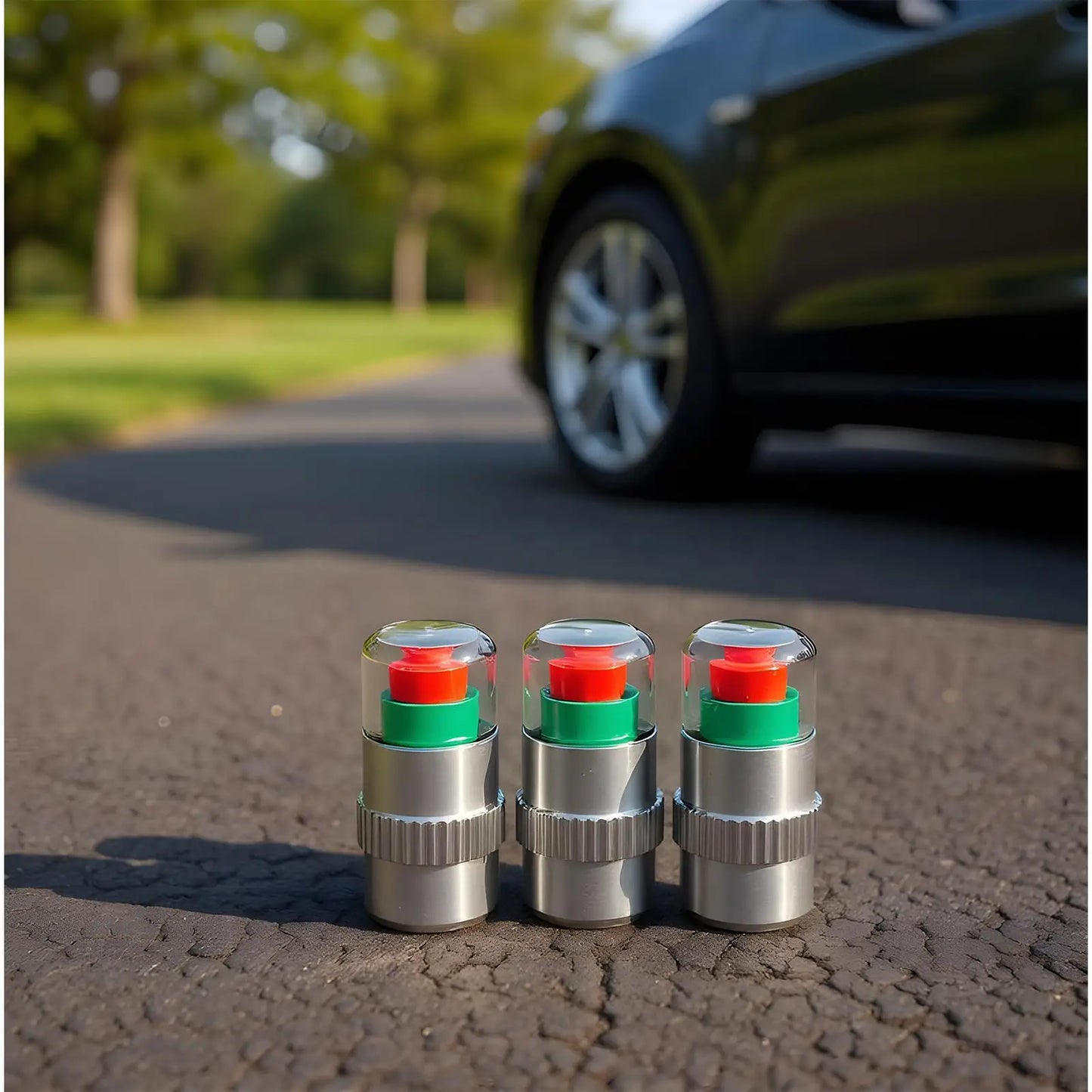 Tire Pressure Alert Valve Caps 4-Pack | Color-Changing Monitor