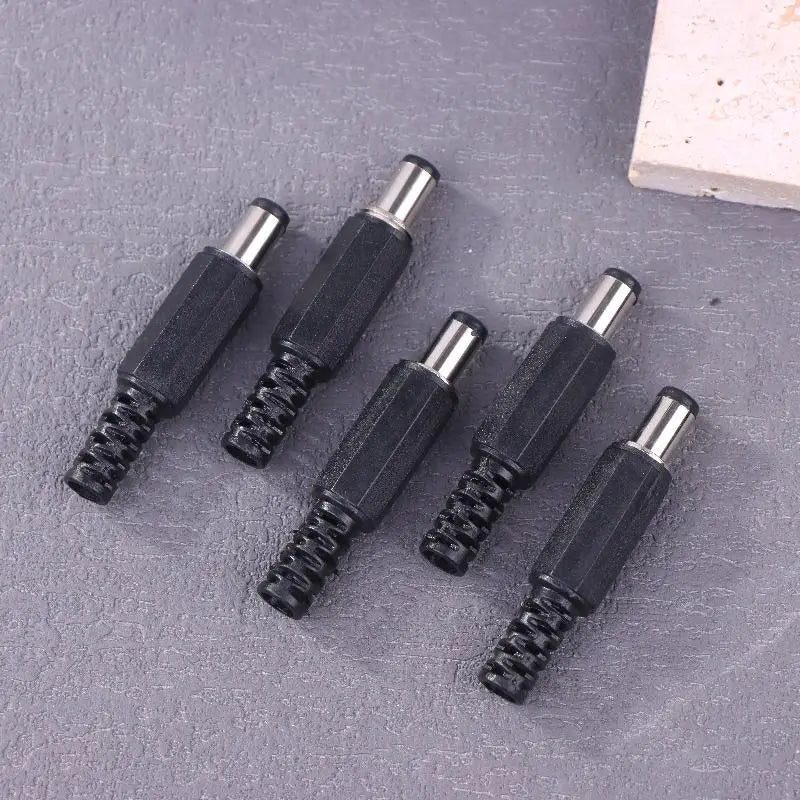 5Pairs DC12V 5.5 X 2.1mm Plastic Male Plugs DC Power Socket Female Jack Screw Nut Panel Mount Connector Peaceful Pleasures Health and Wellness Default Title