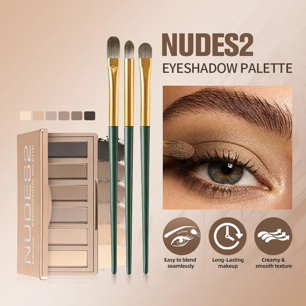 ibcccndc 6-Color Matte Nude Eyeshadow Palette with Brush