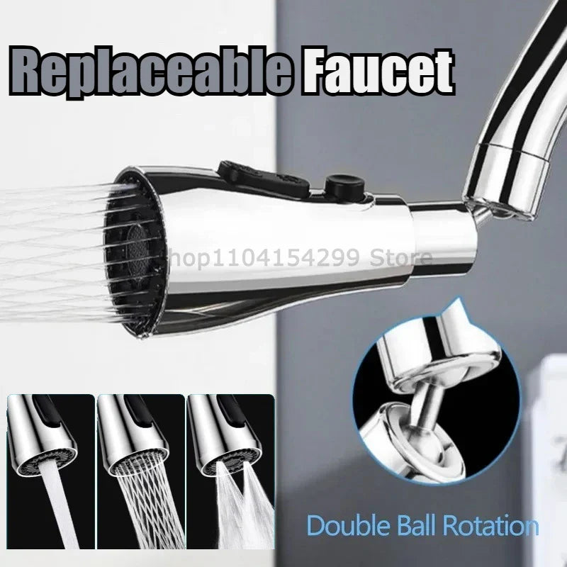 360° Rotating Faucet Extender – 3-Mode Water Saving Spray Head
