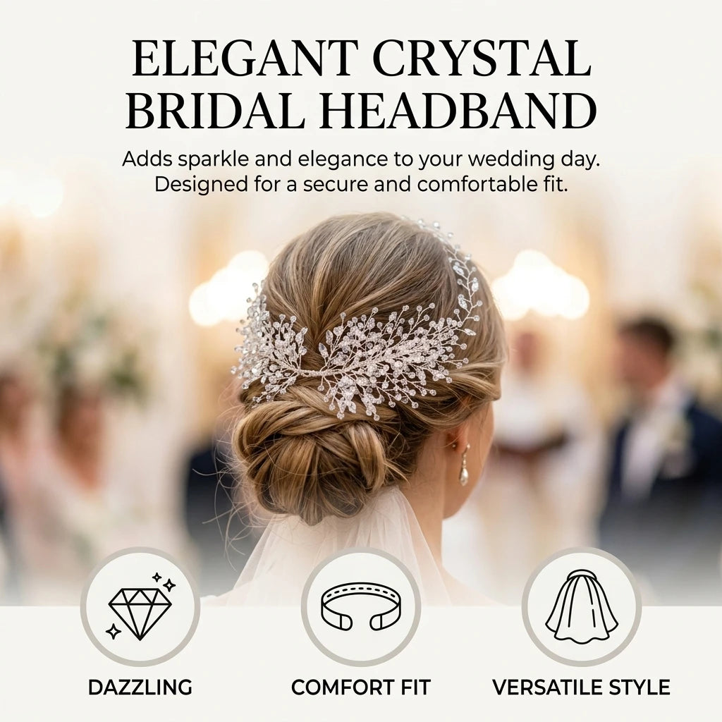 Crystal Rhinestone Bridal Headband Wedding Hair Accessory For Bride And Bridesmaid Peaceful Pleasures Health and Wellness