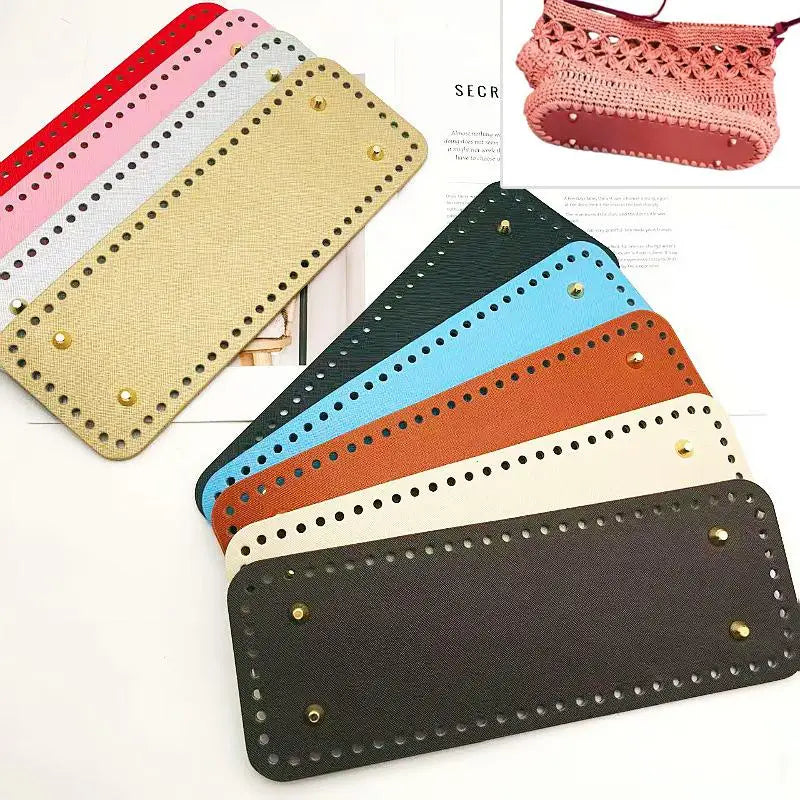 PU Leather Bag Base 28x10cm | Pre-Punched DIY Crochet Bottom
