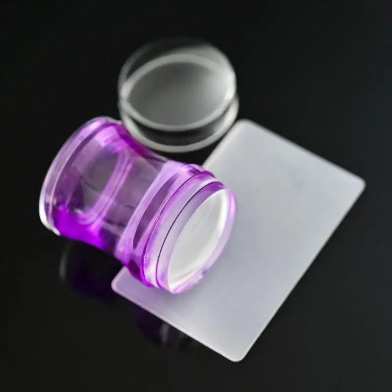 Nail Art Stamper Clear Jelly Silicone Head Manicure Scraper Nail Stamp Scraper Stamping Polish Print DIY Manicure Tool Peaceful Pleasures Health and Wellness Pink
