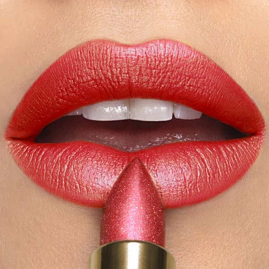 KAFURUX Metallic Glitter Lipstick – 16 Colors, Waterproof