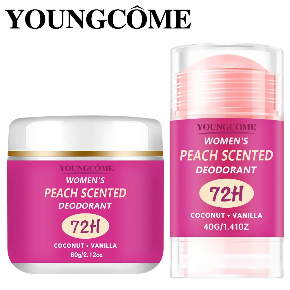 Women's Peach Scented Deodorant 72H Lasting Armpit Deodorizer Effective Body Odor Removal Sweat Eliminator Underarm Odor Peaceful Pleasures Health and Wellness