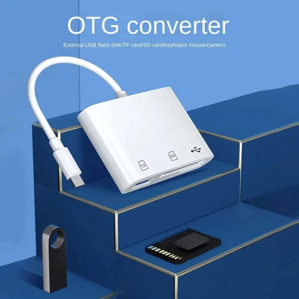 3-in-1 USB-C Memory Card Reader – SD TF CF OTG Adapter