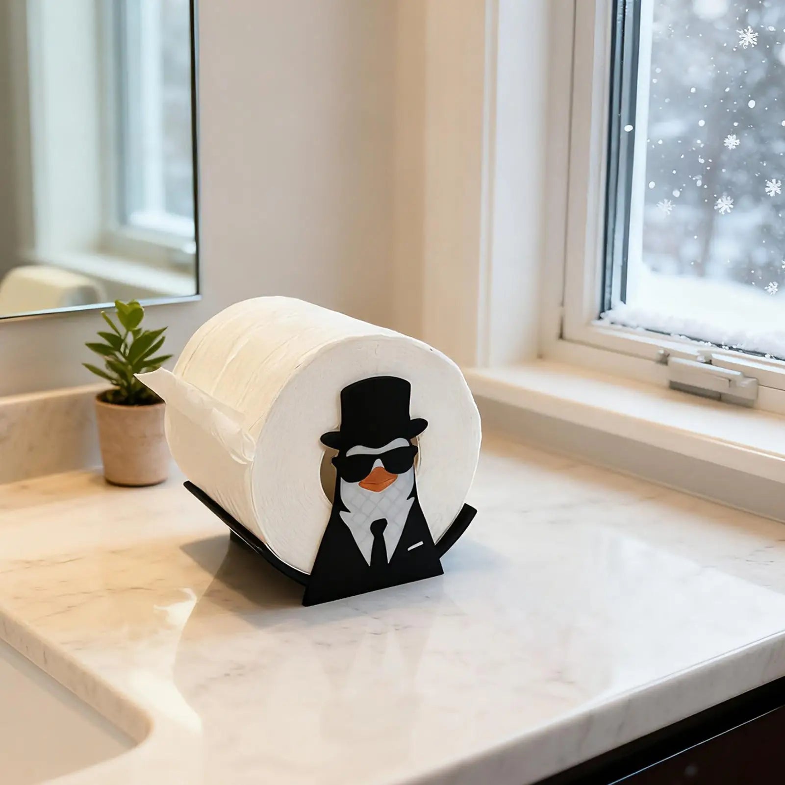 Cute Penguin Toilet Paper Holder | Freestanding Tissue Stand Toilet Paper Holder Peaceful Pleasures Health and Wellness