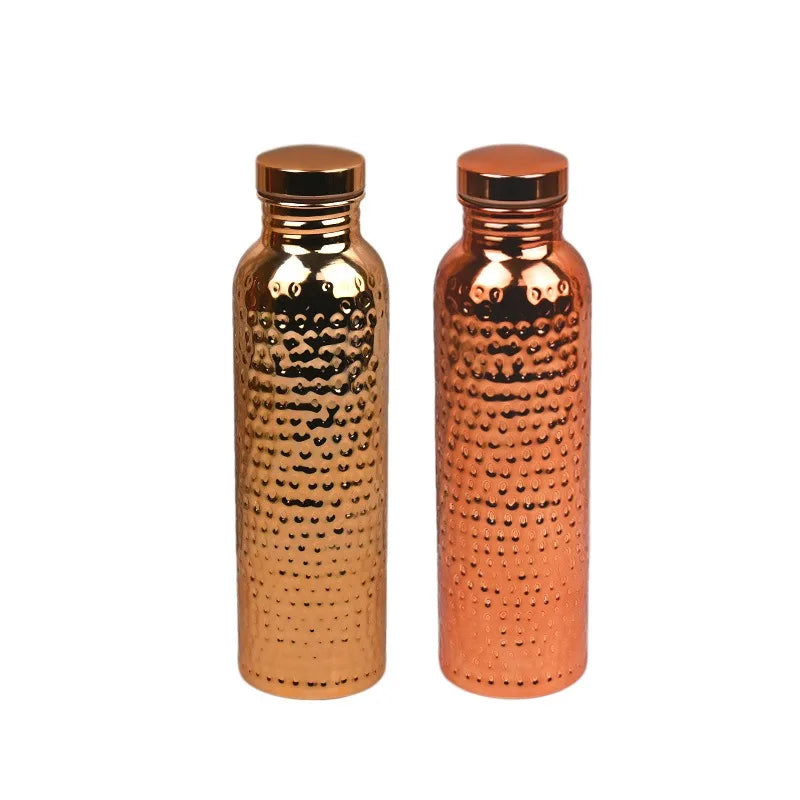 Hot 800ML Copper Drinking Bottle Hammer Pattern Leakproof Sports Water Bottle Outdoor Cycling Gym Fitness Travel Drinking Cup Peaceful Pleasures Health and Wellness