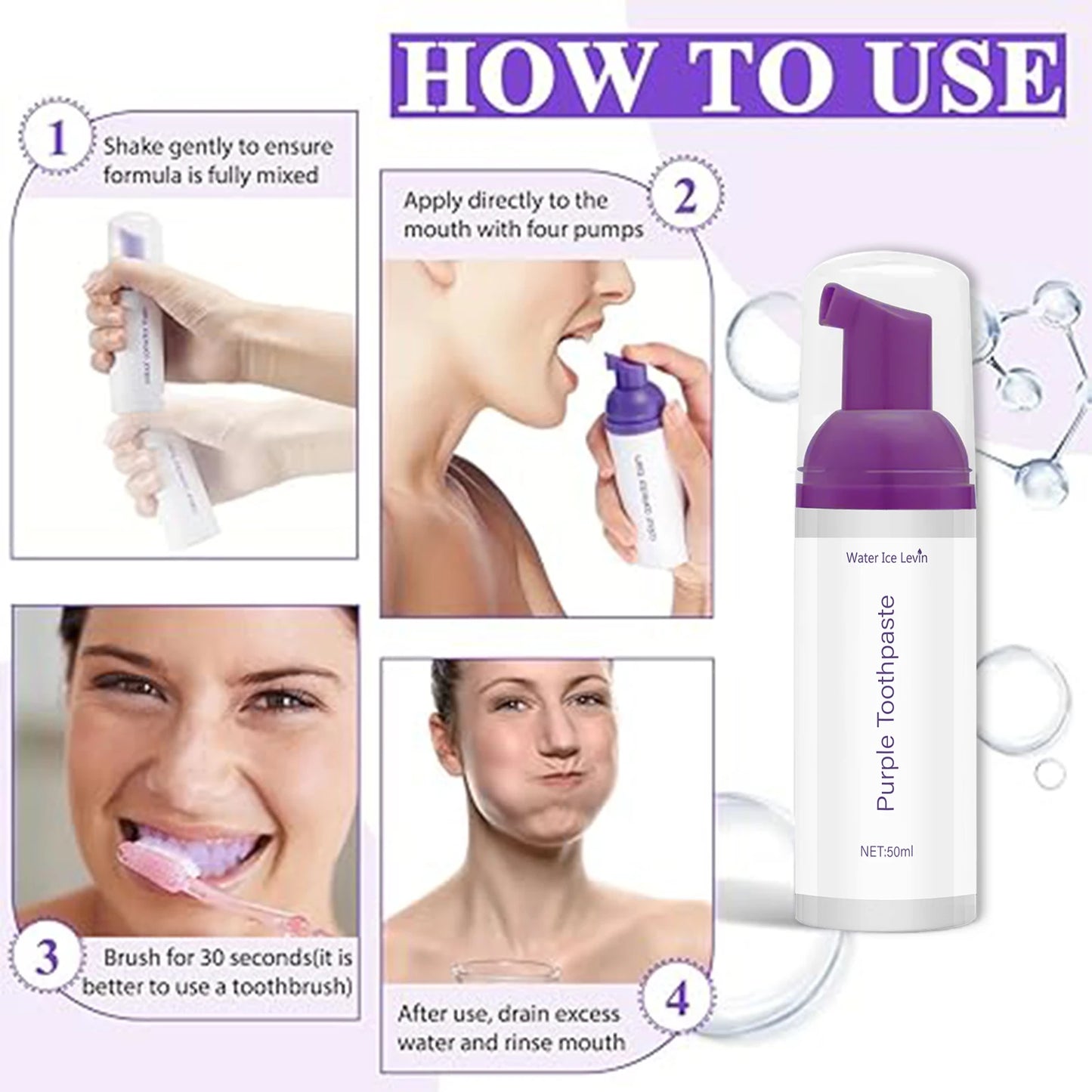 Purple Mousse Toothpaste 50ml – Whitening & Fresh Breath