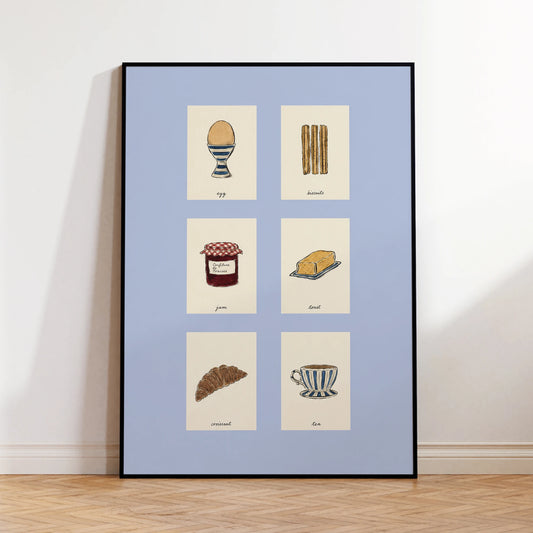 Minimalist French Breakfast Canvas Wall Art Print | Home Decor Canvas Wall Art Peaceful Pleasures Health and Wellness G4908 30x40cm Wood Framed