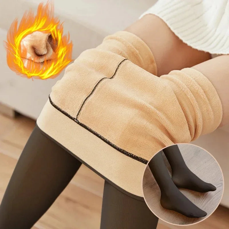 Women's Fleece-Lined Thermal Tights – Warm Translucent Pantyhose