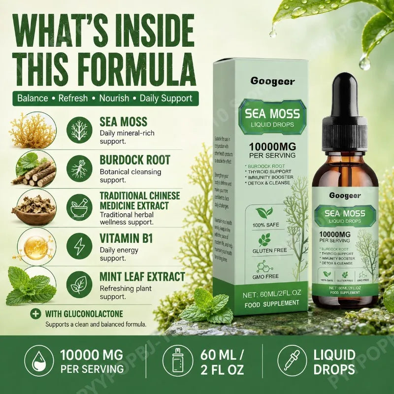 Sea Moss Liquid Drops Burdock Root & Vitamin B1 – 60ml