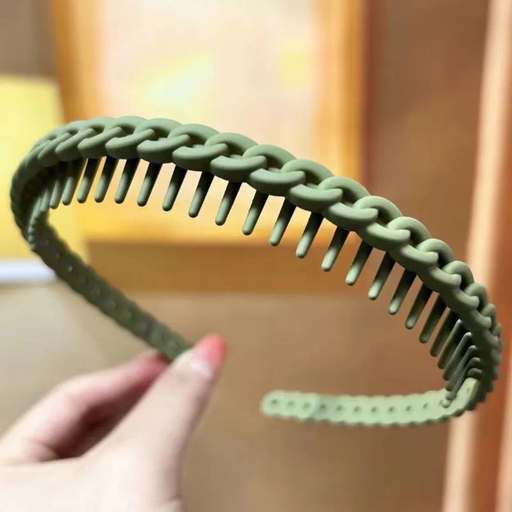 Frosted Anti-Slip Toothed Headbands – Multicolor Wave Braided