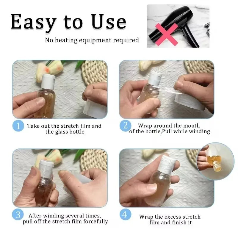 Elastic PVC Bottle Sealing Film – No-Heat Stretch Wrap for Jars