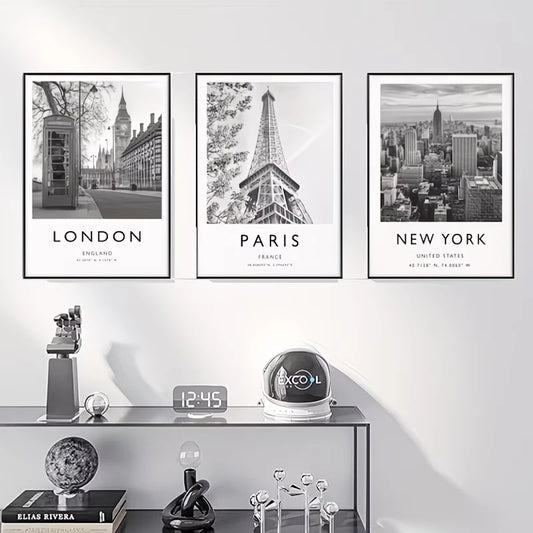 3-Piece London New York Paris Canvas Wall Art Print Set Canvas Wall Art Set Peaceful Pleasures Health and Wellness G4636-3pcs 40x50cm Unframed