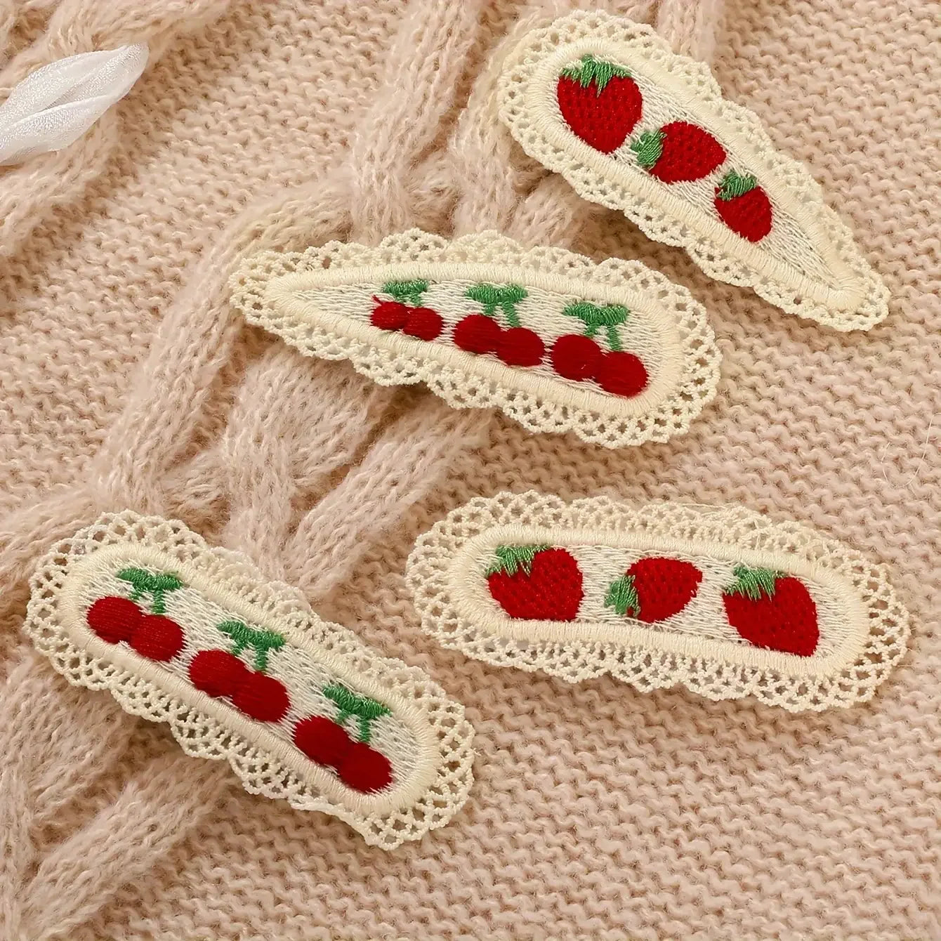 4pcs Strawberry & Cherry Hair Clips – Cute College Style Peaceful Pleasures Health and Wellness 4pcs China Mainland