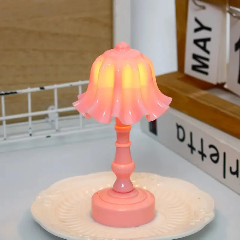 Mini Linglan Flower Night Light Atmosphere Decorative Light Small Desk Lamp Creative Bedhead Ornament Cute Small Desk Lamp New Peaceful Pleasures Health and Wellness Pink Shellflower