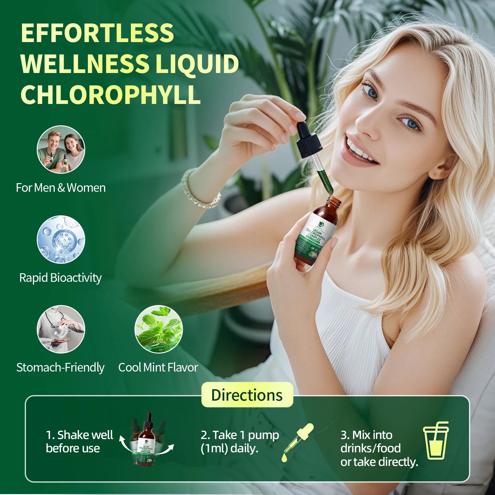 Chlorophyll Liquid Drops 30ml – Cleanse, Skin & Gut Health Peaceful Pleasures Health and Wellness