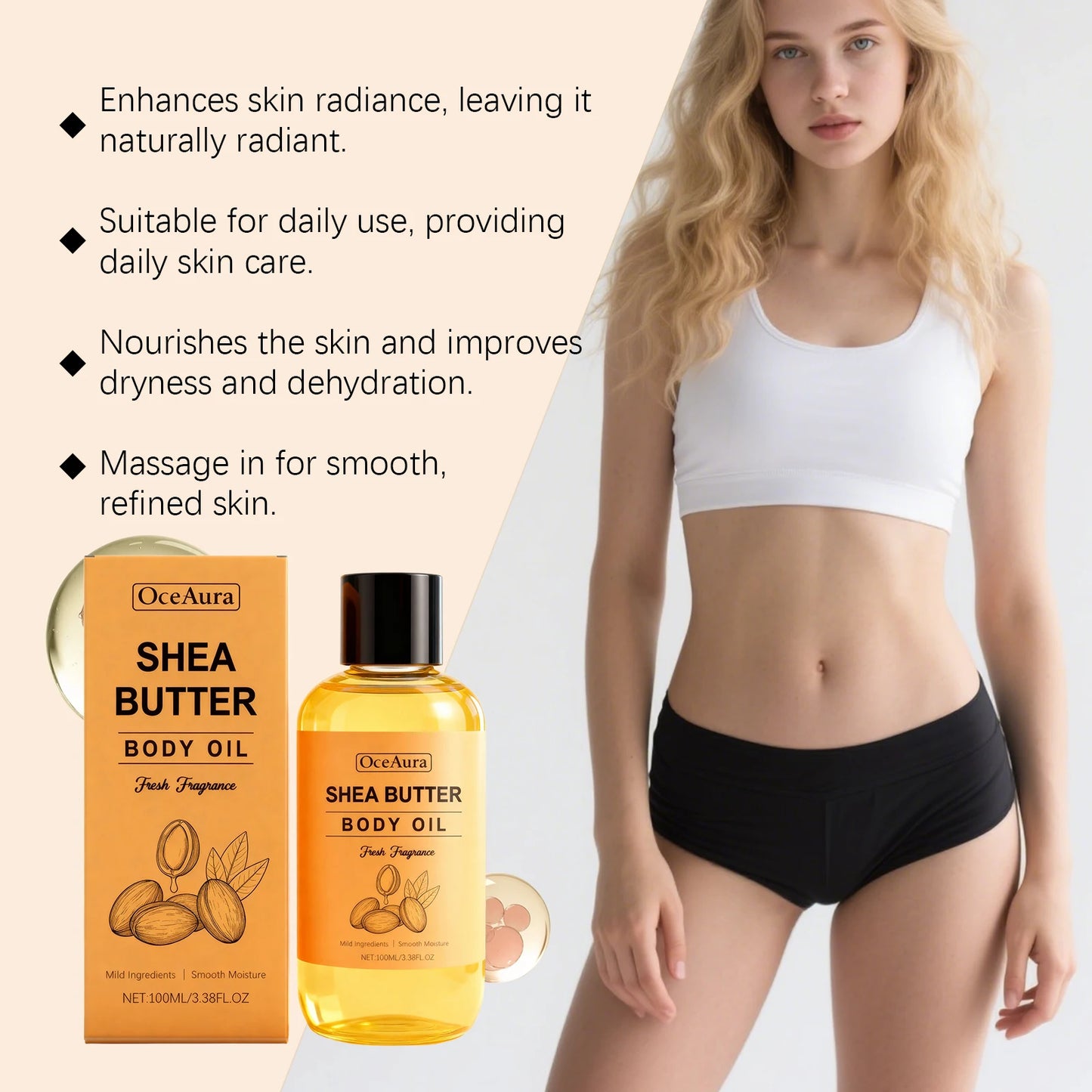 Shea Butter Body Oil – Lightweight, Fast-Absorbing Moisturizer