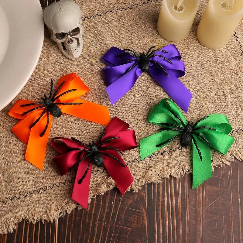 Halloween Spider Bow Hair Clips | Party Cosplay Gift (1–6 Pcs)