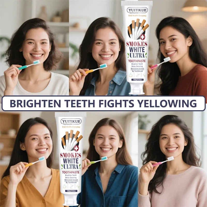 Yuitikue Smokes White Ultra Toothpaste, 100g Effective Stain Removal Toothpaste for Brighter Teeth & Fresh Breath, Deep Cleaning Peaceful Pleasures Health and Wellness