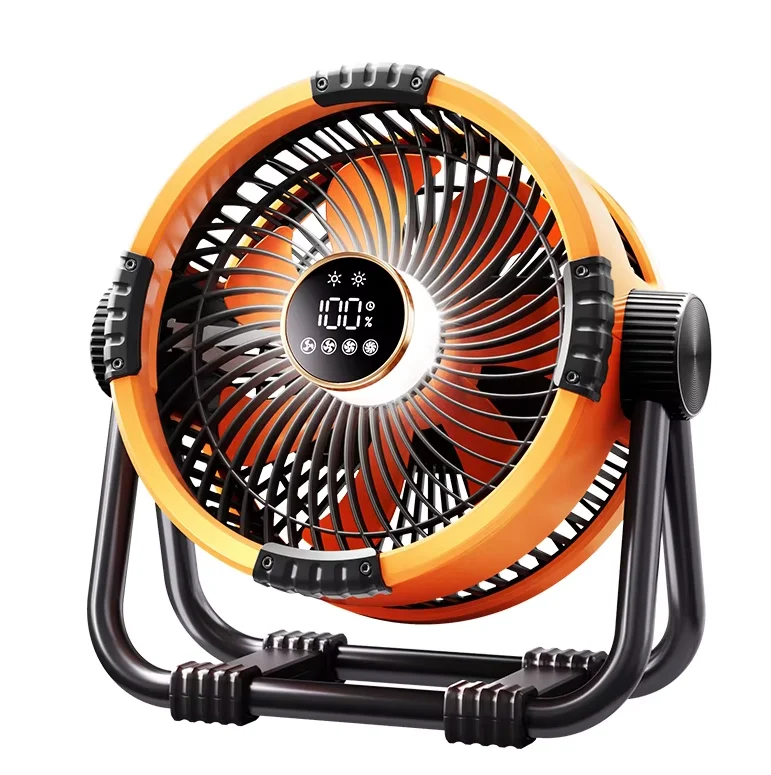 Multifunctional Outdoor Camping Fan Light Rechargeable Ceiling Fan with 3-speed Night Light and Power Bank Portable Fan Peaceful Pleasures Health and Wellness orange