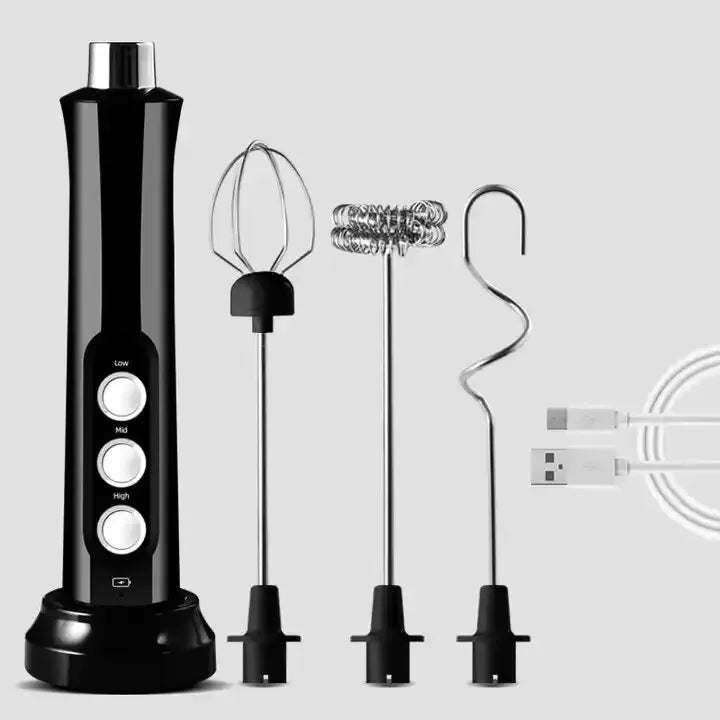 3-in-1 Handheld Milk Frother | 3-Speed USB Rechargeable Foamer