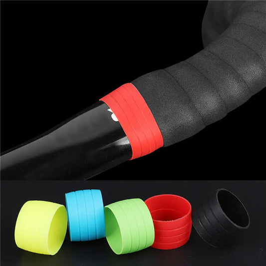 1 Pair Cycling Handlebar Tape Fixing Sleeve Ring Anti-skip Waterproof Plugs Protective Cover Bike Rubber Road Silicone Hand Peaceful Pleasures Health and Wellness