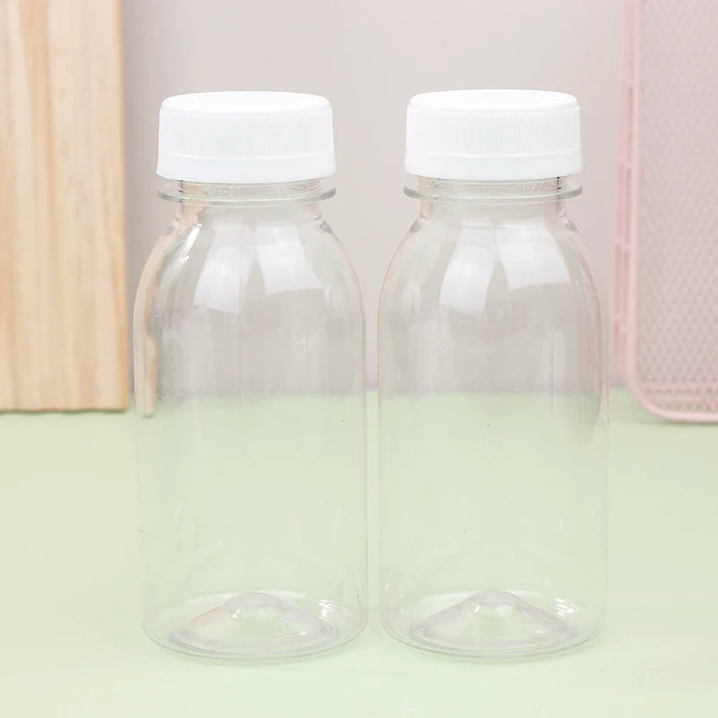 6-Pack 200ml Transparent PET Plastic Bottles with Lids