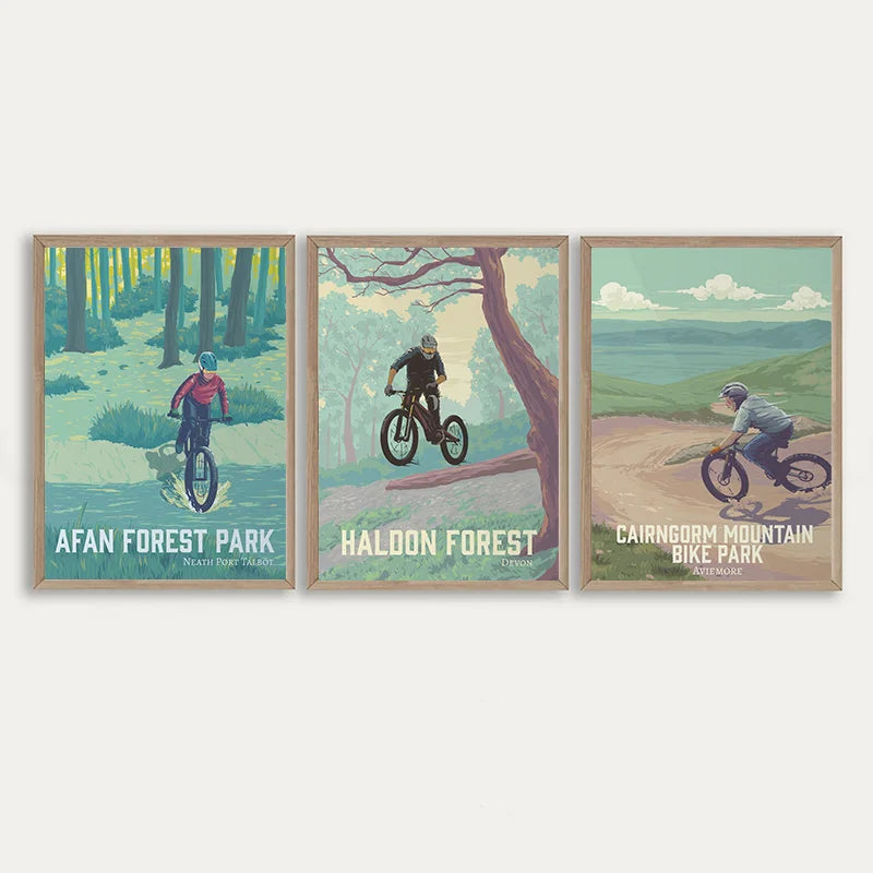 Hadrian's Cycleway Canvas Poster | Northumberland Cycling Wall Art