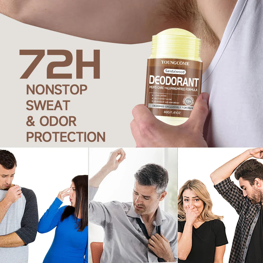 YOUNGCOME Men's Sandalwood Deodorant Stick 40g | Antiperspirant