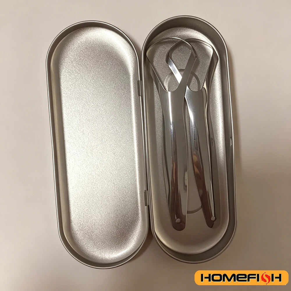 2pcs Stainless Steel Tongue Cleaners Gum Tongue Scraper for Adults Boys and Girls Tongue Care Tools Metal Tongue Scrapers family Peaceful Pleasures Health and Wellness