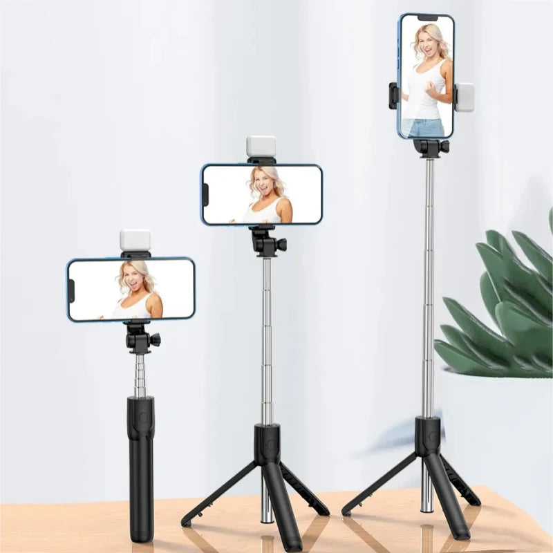 All In One Expandable Portable IPhone Tripod Selfie Stick Selfie Stick With Remote With Detachable BT Wireless Remote Compatible Peaceful Pleasures Health and Wellness