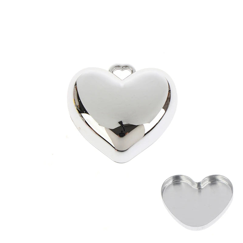1Pcs Heart Shape Mini Empty Blush Powder Box Eye Shadow Container With Mirror And Aluminum Pan Key Chain Lipstick Case Packaging Peaceful Pleasures Health and Wellness Silver