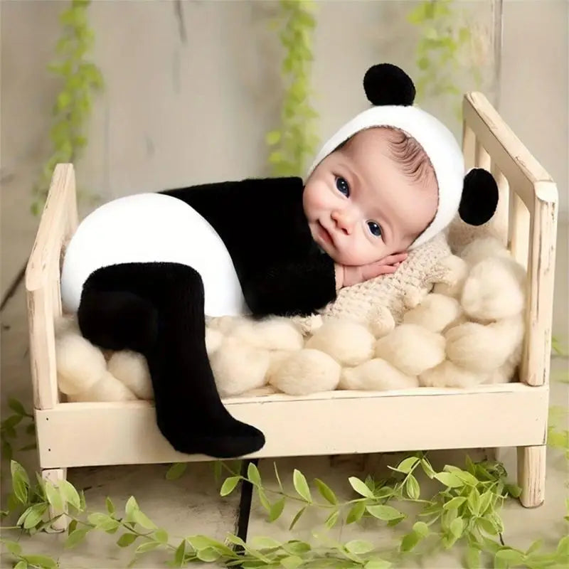 Panda Baby Romper & Hat Set – Newborn Photography Props