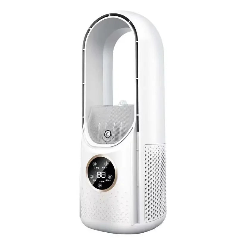 Household Spray Bladeless Fan Student Dormitory Usb Leafless Desktop Quiet Cooling Spray Fan Portable Table Lamp Leafless Fan Peaceful Pleasures Health and Wellness WHITE