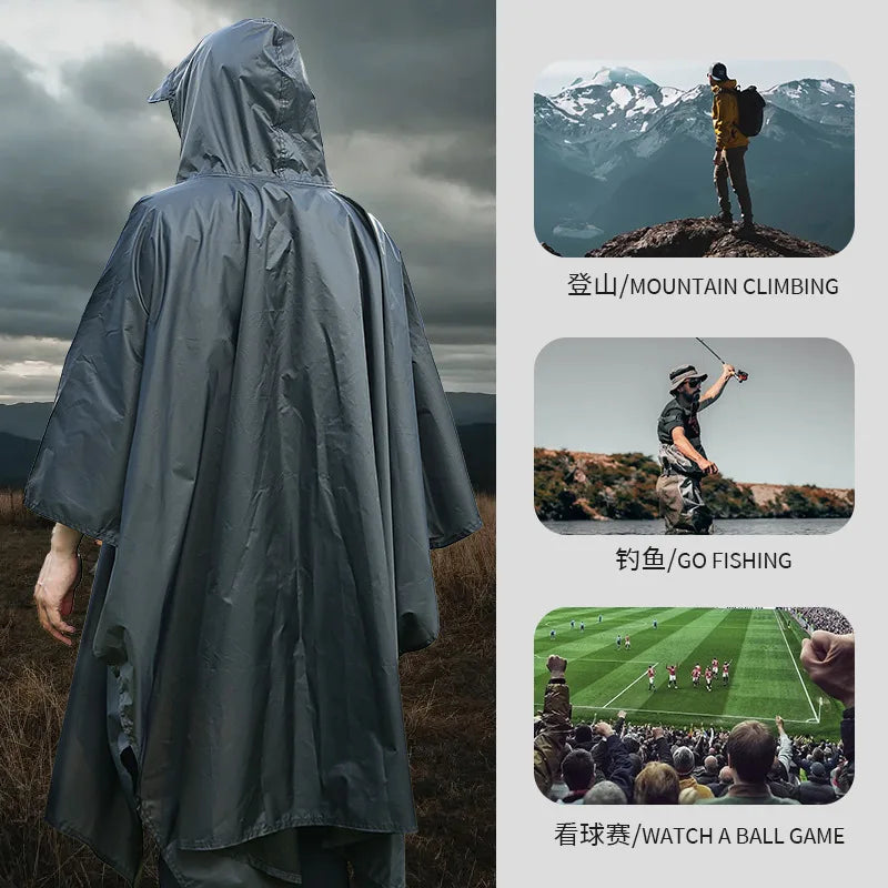 3-in-1 Waterproof Rain Poncho – Hooded Raincoat for Outdoors