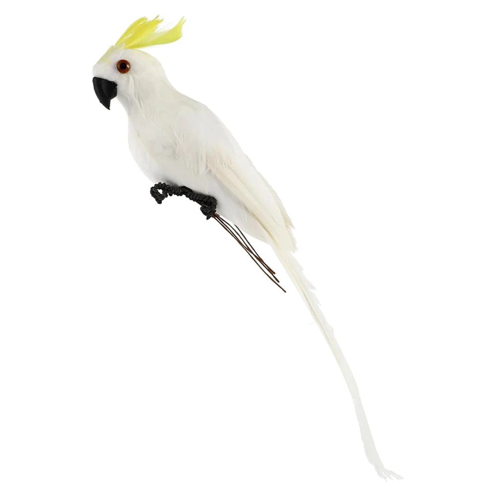 25/35cm Creative Handmade Simulation Parrot Animal Bird Garden Props Decoration Miniature Feather Lawn Doll Ornaments Peaceful Pleasures Health and Wellness white-35CM