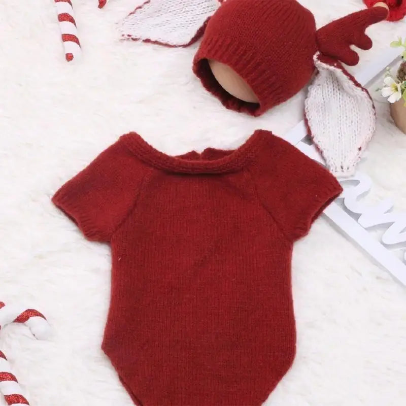 Newborn Baby Antler Hat & Romper Photography Costume Set