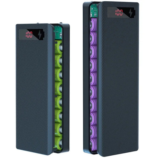 DIY 18650 Power Bank Case 8/10 Bay – Dual USB & LED Display