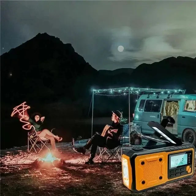 HOMEFISH 5000mAh Portable Emergency Solar Power Radio Hand Crank Charging AM/FM SW multi BAND Radio Led Reading Flashlight Bank Peaceful Pleasures Health and Wellness