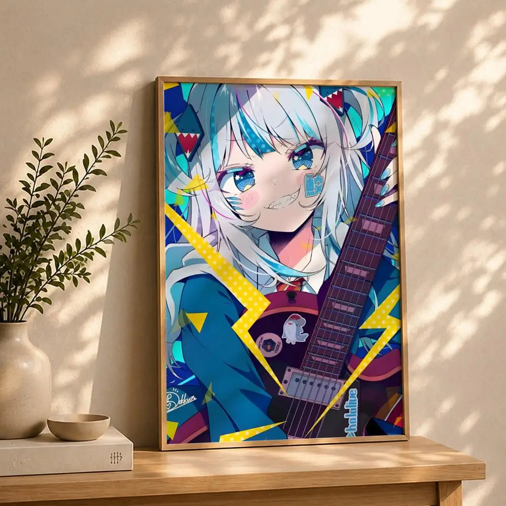 Vtuber G-Gawr GuraS Poster HD Self Adhesive Waterproof Wall Art Ideal for Home Office Dorm Bedroom Great Gift Peaceful Pleasures Health and Wellness White8 30X40cmNoframe