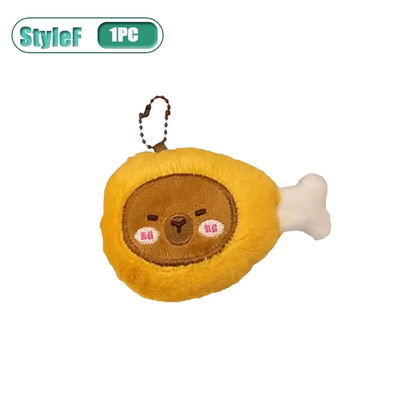 Capybara Plushie Keyring – Cute Anime Bread Topper Fluffy Toy
