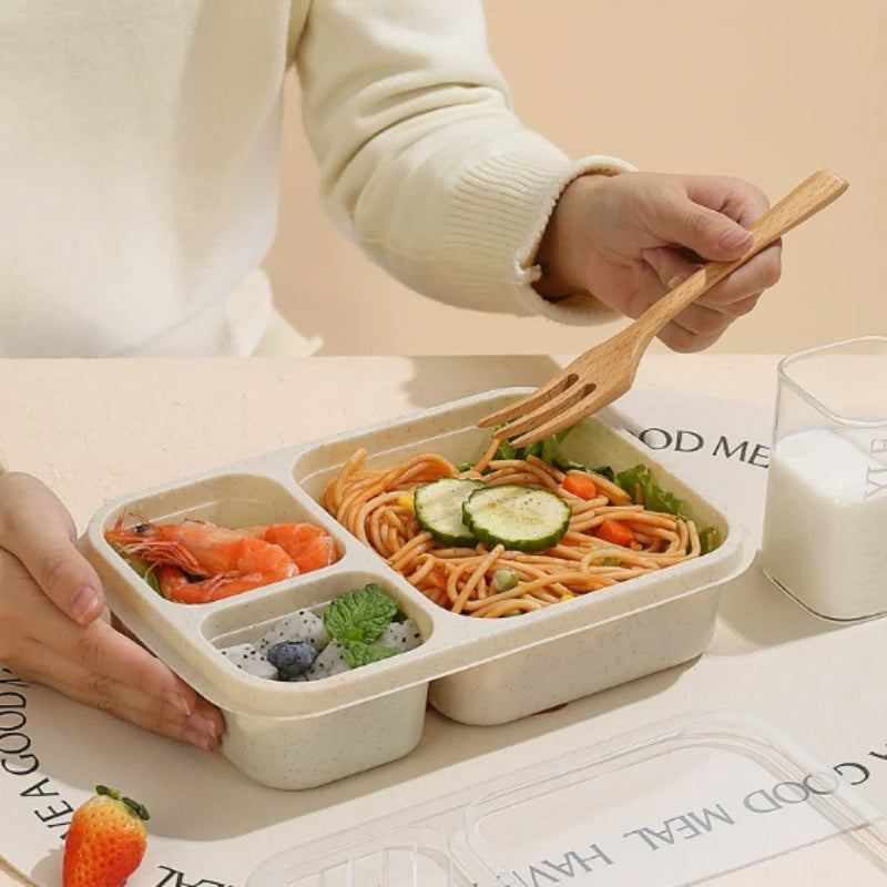 1/2pcs Wheat Straw Lunch Box Portable Bento Box With Compartment Picnic Bento Box Fruit Container Microwave Oven Dinnerware Peaceful Pleasures Health and Wellness