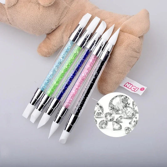 Silicone Nail Art Sculpture Pen for Emboss Carving Craft Polish Manicure, Dual Heads, Acrylic Handle, 1Pcs Peaceful Pleasures Health and Wellness
