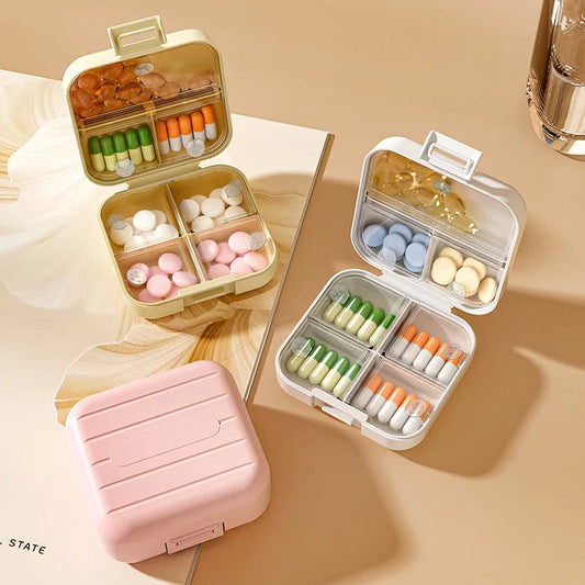 7 Grids Portable Mini Pill Box Double Sealed Medicine Storage Case Week Long Day Divided Lockable Drug Organizer Weekly Pill Box Peaceful Pleasures Health and Wellness
